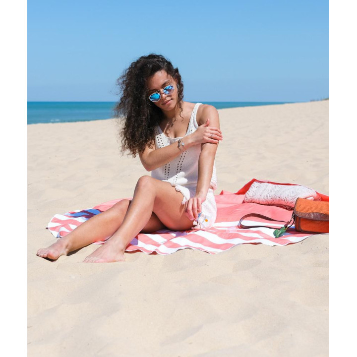 Serviette ronde "BEACHEE" corail
